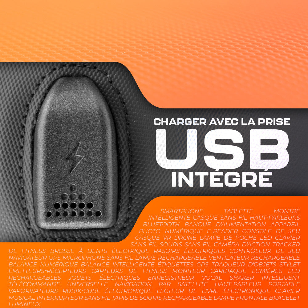 Sac de voyage avec charge USB, tissu technique, bagage à main cabine, porte-PC
