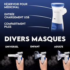 Aérosol Portable Silencieux Rechargeable à Ultrasons avec Masques