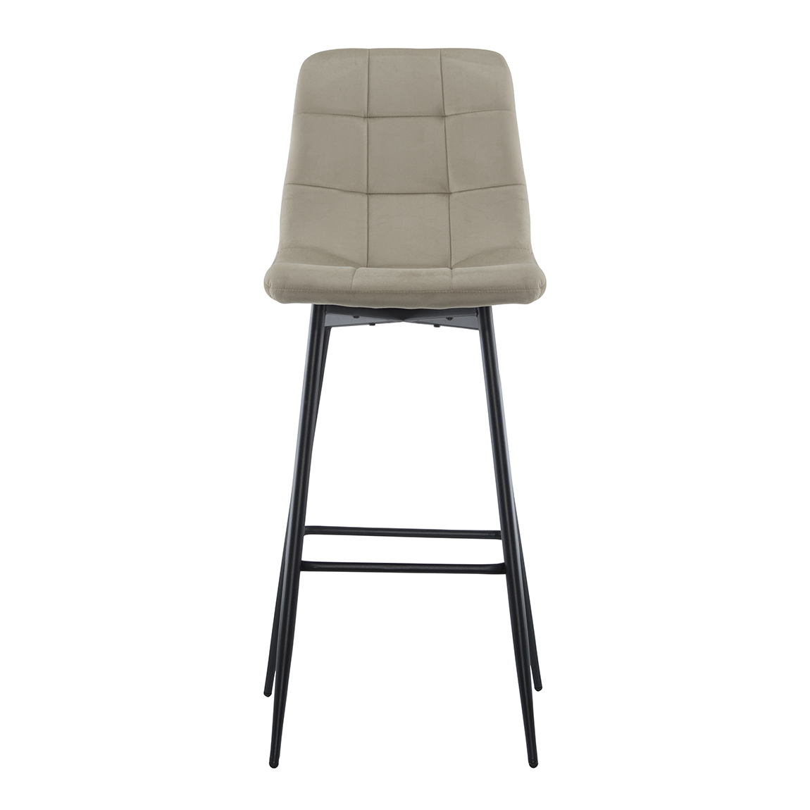 Lot 2 tabourets velours VELVETTE, structure noire, dossier et repose-pieds