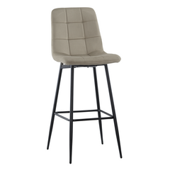 Lot 2 tabourets velours VELVETTE, structure noire, dossier et repose-pieds