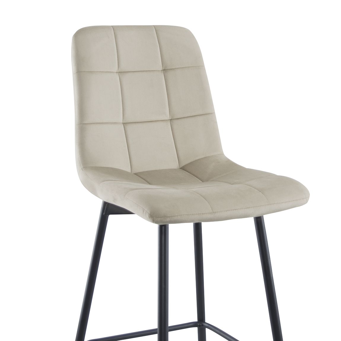 Lot 2 tabourets velours VELVETTE, structure noire, dossier et repose-pieds