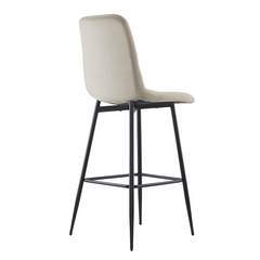 Lot 2 tabourets velours VELVETTE, structure noire, dossier et repose-pieds