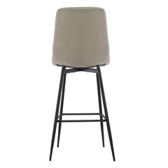 Lot 2 tabourets velours VELVETTE, structure noire, dossier et repose-pieds