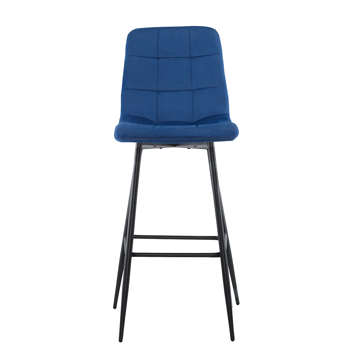 Lot 2 tabourets velours VELVETTE, structure noire, dossier et repose-pieds