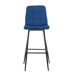 Lot 2 tabourets velours VELVETTE, structure noire, dossier et repose-pieds