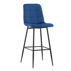 Lot 2 tabourets velours VELVETTE, structure noire, dossier et repose-pieds