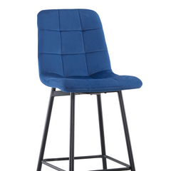 Lot 2 tabourets velours VELVETTE, structure noire, dossier et repose-pieds