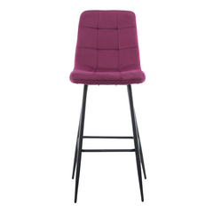 Lot 2 tabourets velours VELVETTE, structure noire, dossier et repose-pieds