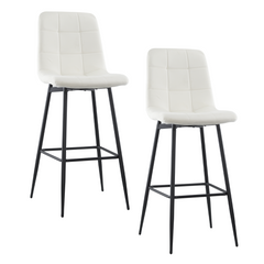 Lot 2 tabourets velours VELVETTE, structure noire, dossier et repose-pieds