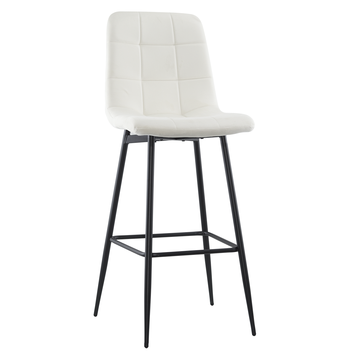 Lot 2 tabourets velours VELVETTE, structure noire, dossier et repose-pieds