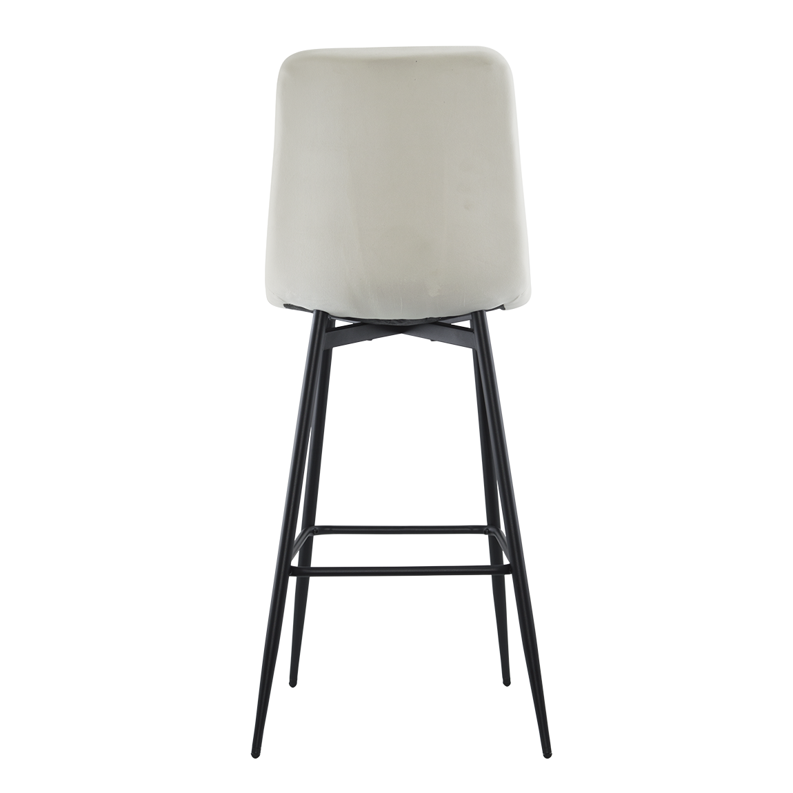 Lot 2 tabourets velours VELVETTE, structure noire, dossier et repose-pieds