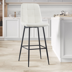 Lot 2 tabourets velours VELVETTE, structure noire, dossier et repose-pieds