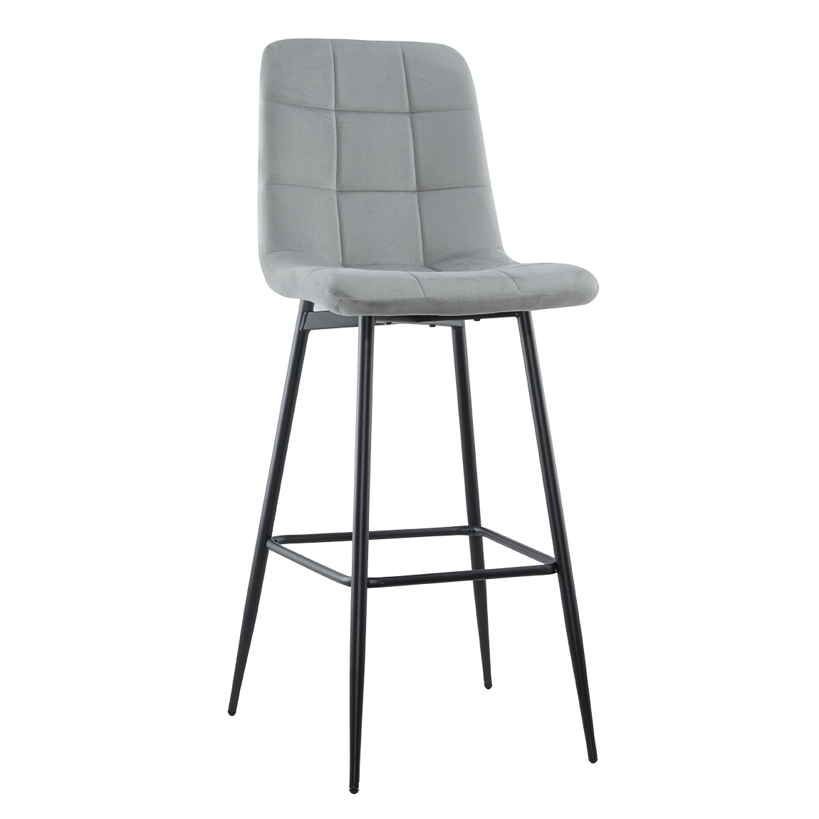 Lot 2 tabourets velours VELVETTE, structure noire, dossier et repose-pieds