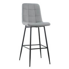 Lot 2 tabourets velours VELVETTE, structure noire, dossier et repose-pieds
