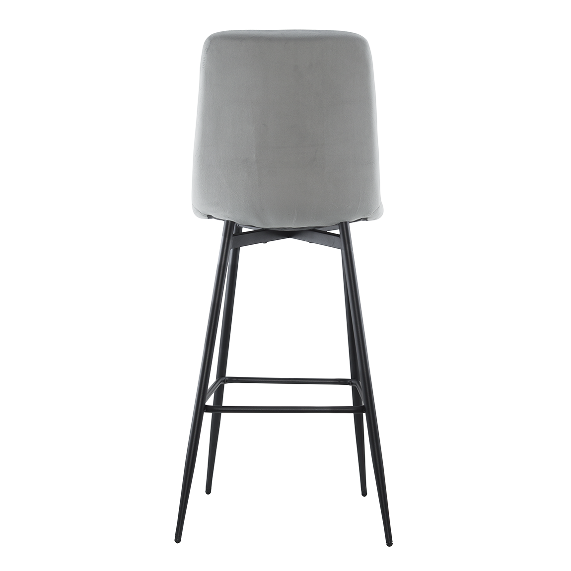 Lot 2 tabourets velours VELVETTE, structure noire, dossier et repose-pieds