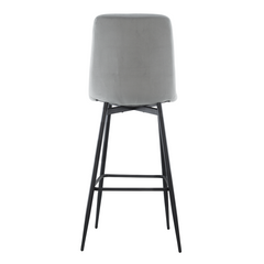 Lot 2 tabourets velours VELVETTE, structure noire, dossier et repose-pieds