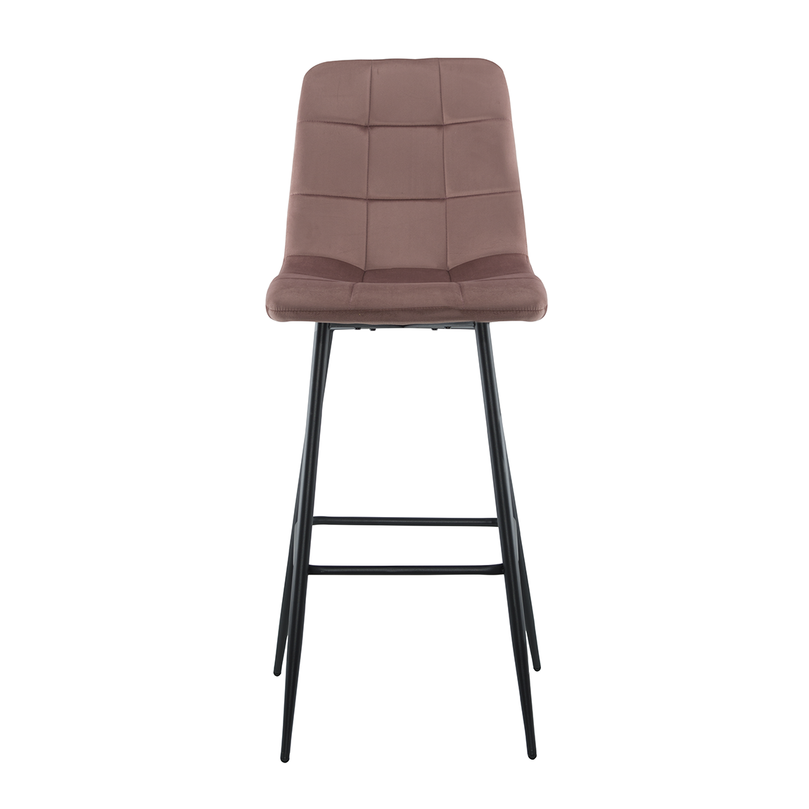 Lot 2 tabourets velours VELVETTE, structure noire, dossier et repose-pieds