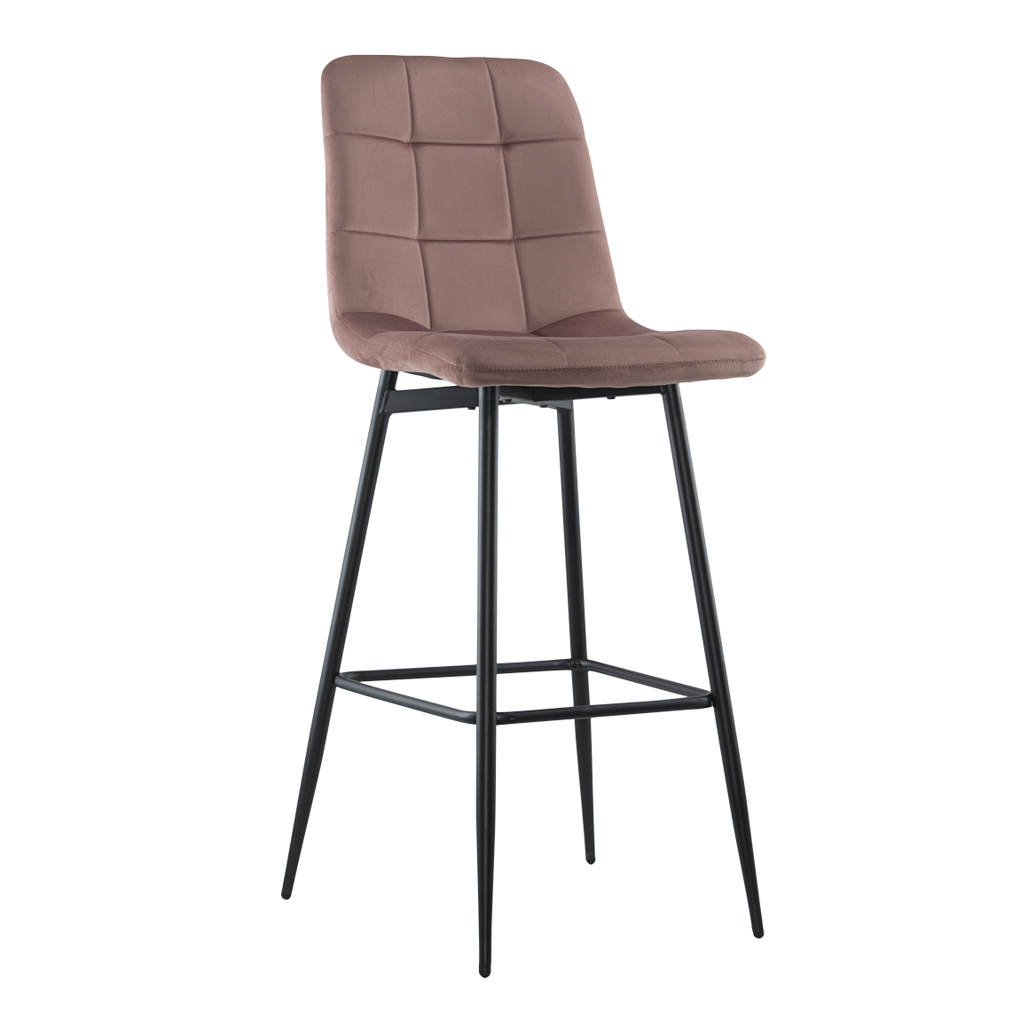 Lot 2 tabourets velours VELVETTE, structure noire, dossier et repose-pieds