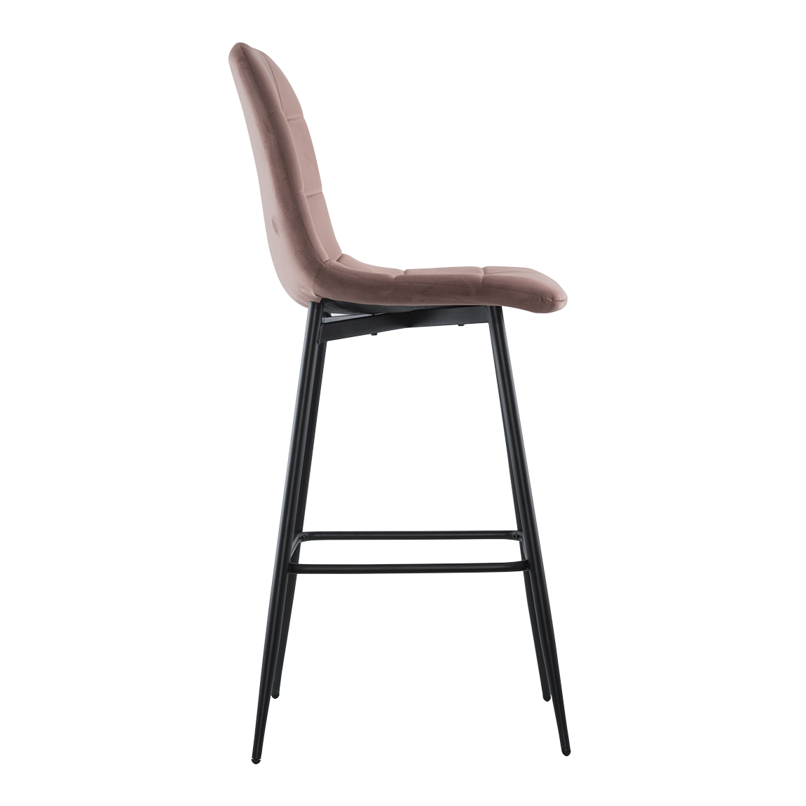 Lot 2 tabourets velours VELVETTE, structure noire, dossier et repose-pieds