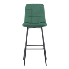 Lot 2 tabourets velours VELVETTE, structure noire, dossier et repose-pieds