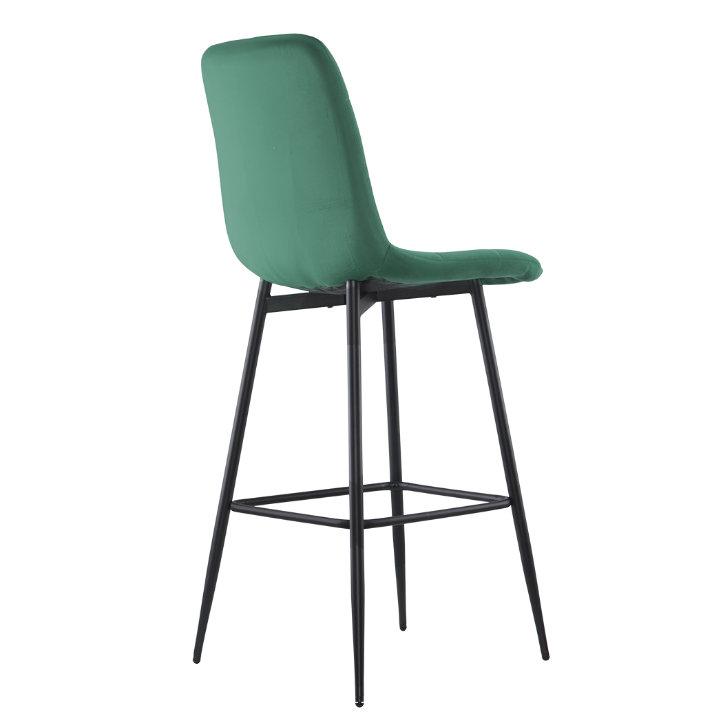 Lot 2 tabourets velours VELVETTE, structure noire, dossier et repose-pieds