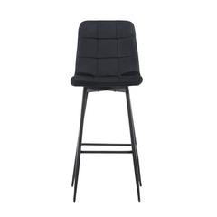 Lot 2 tabourets velours VELVETTE, structure noire, dossier et repose-pieds