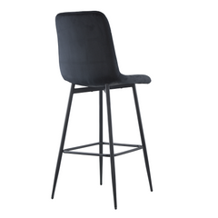 Lot 2 tabourets velours VELVETTE, structure noire, dossier et repose-pieds
