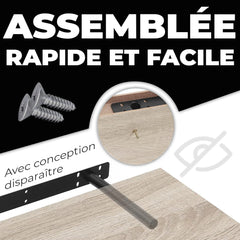 Étagère murale porte-objets 80x23,5x3,8 MDF, design encastré multifonction
