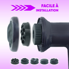 Masseur Corporel Électrique Rechargeable avec 4 Têtes et Vibration Réglable