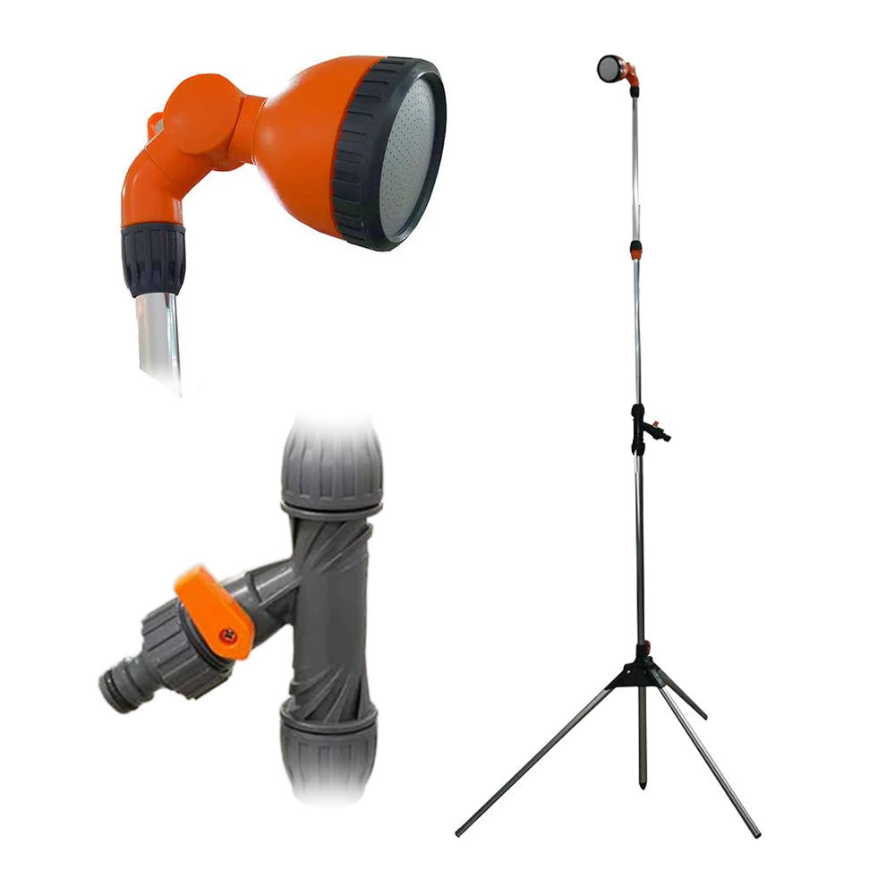 Douche de Jardin Extérieure pour Camping – Trépied Réglable H215 avec Pommeau