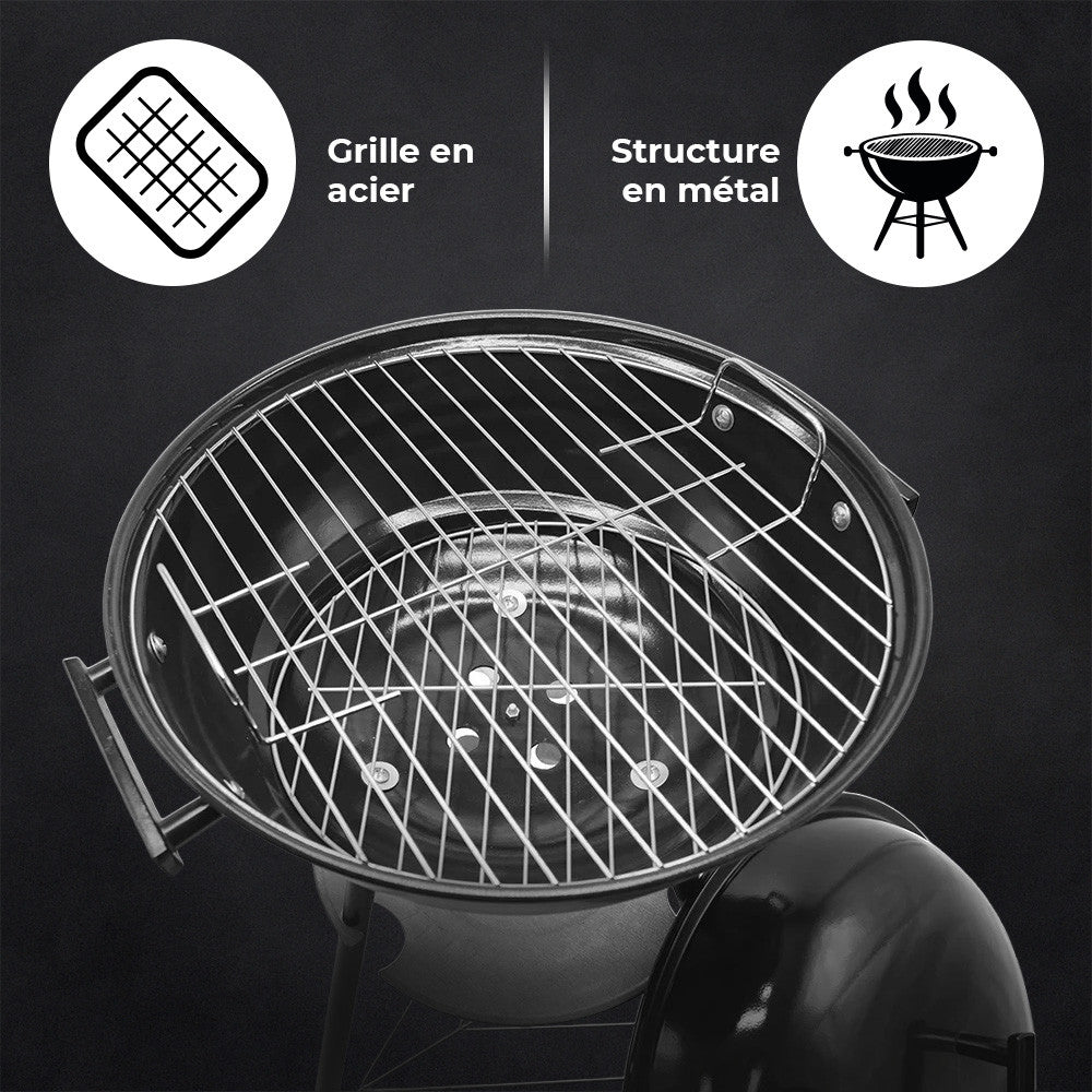 Barbecue Rond Enrico Coveri BBQ Charbon Couvercle Structure en Métal