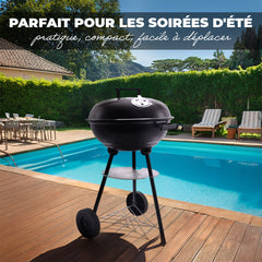 Barbecue Rond Enrico Coveri BBQ Charbon Couvercle Structure en Métal