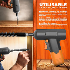 Mini Perceuse Visseuse Rechargeable 3,7V avec Kit de Mini Embouts pour Tournevis