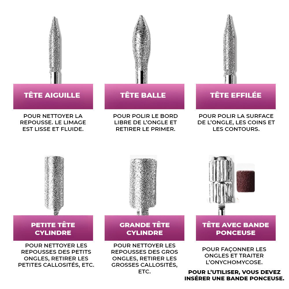 Fraise à Ongles Pro 35 000 Tr/min, Pédale, 5 Embouts, Vitesse Réglable