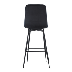 Set 4 tabourets velours VELVETTE, dossier, repose-pieds, pied noir