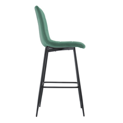 Set 4 tabourets velours VELVETTE, dossier, repose-pieds, pied noir