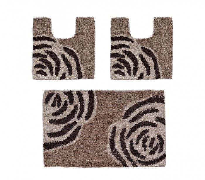 2624 - Ensemble de 3 tapis de salle de bain décor FLOWER