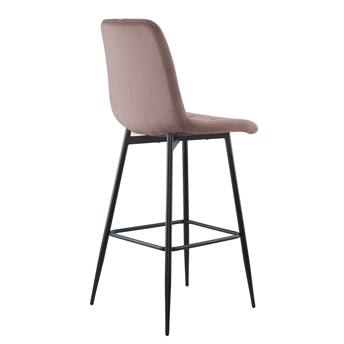 Set 4 tabourets velours VELVETTE, dossier, repose-pieds, pied noir