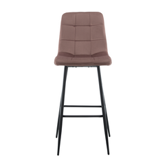 Set 4 tabourets velours VELVETTE, dossier, repose-pieds, pied noir