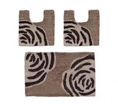 2624 - Ensemble de 3 tapis de salle de bain décor FLOWER