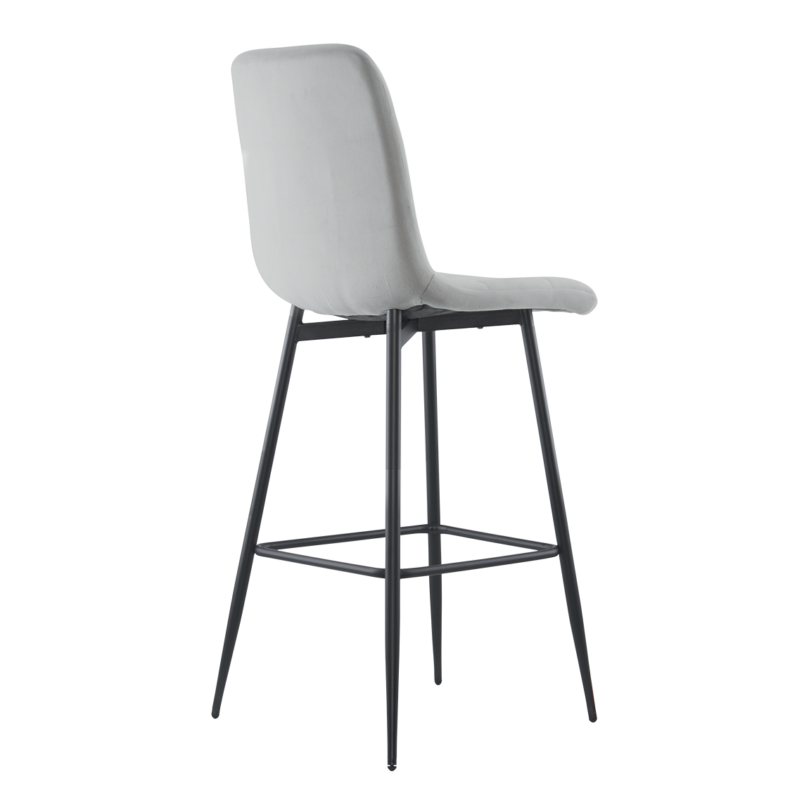Set 4 tabourets velours VELVETTE, dossier, repose-pieds, pied noir