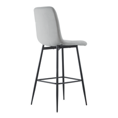 Set 4 tabourets velours VELVETTE, dossier, repose-pieds, pied noir