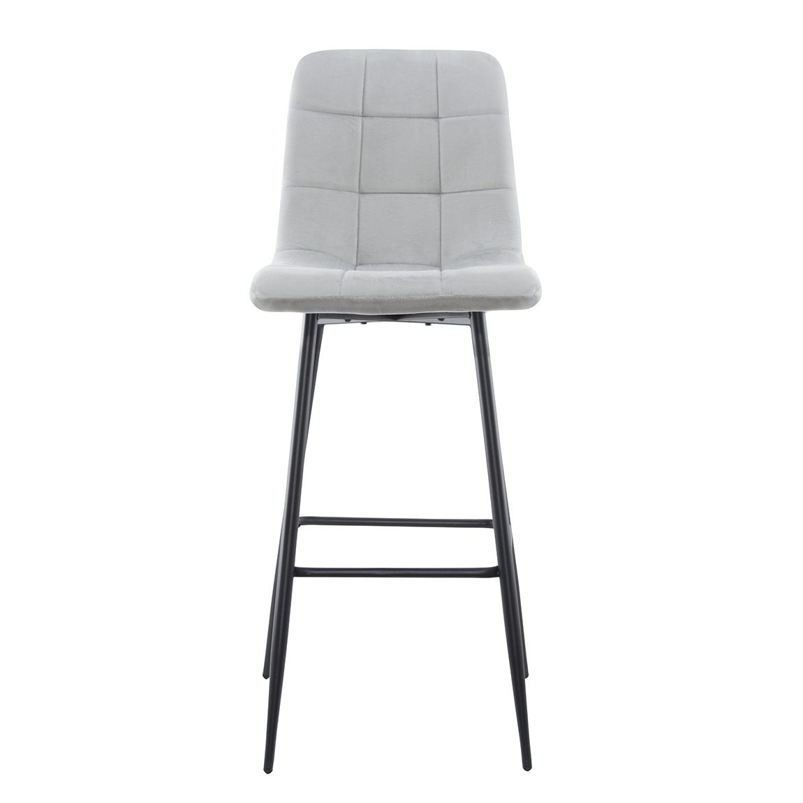Set 4 tabourets velours VELVETTE, dossier, repose-pieds, pied noir