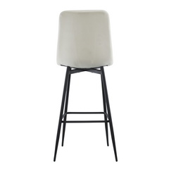 Set 4 tabourets velours VELVETTE, dossier, repose-pieds, pied noir