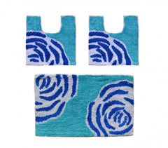 2624 - Ensemble de 3 tapis de salle de bain décor FLOWER