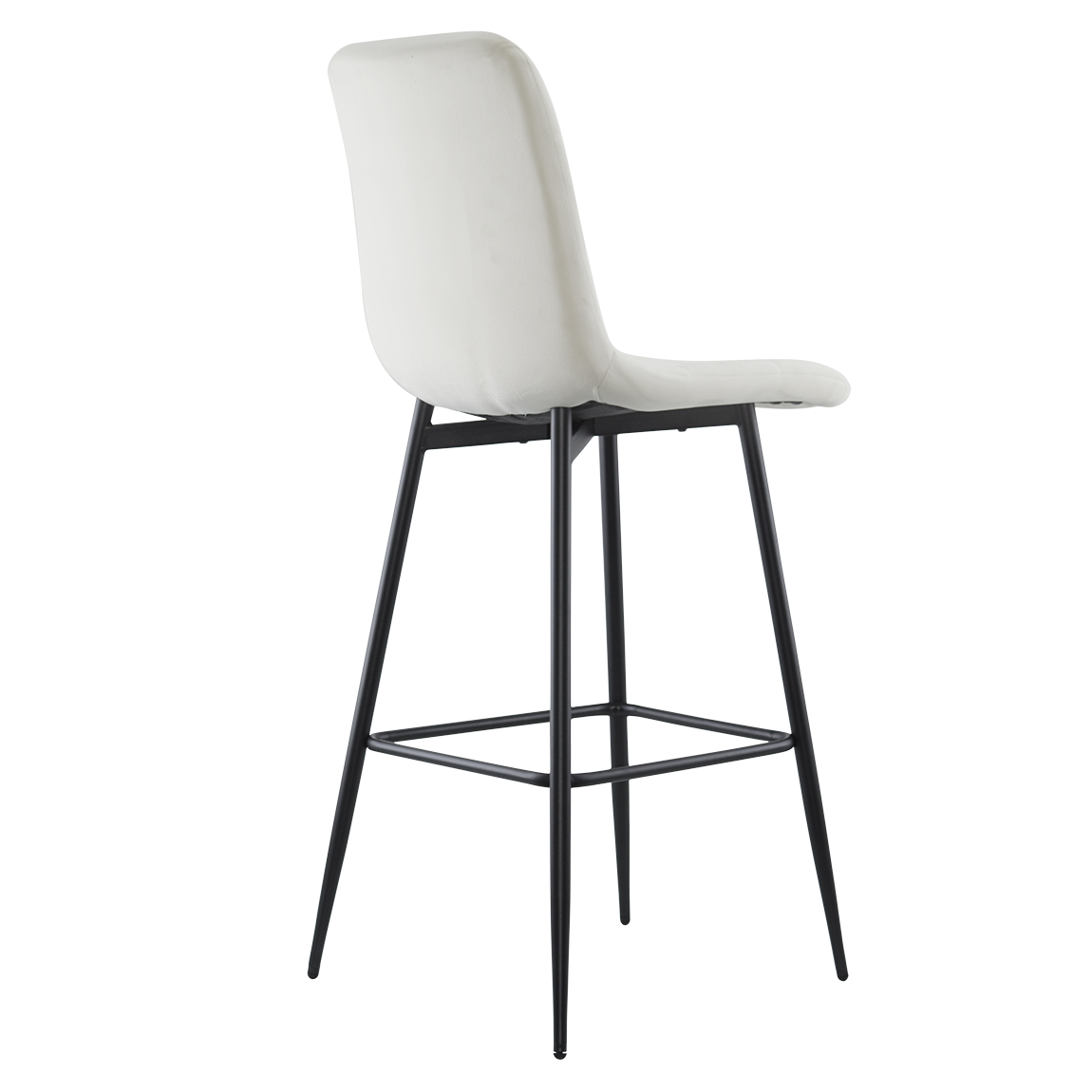 Set 4 tabourets velours VELVETTE, dossier, repose-pieds, pied noir
