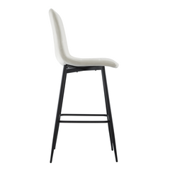 Set 4 tabourets velours VELVETTE, dossier, repose-pieds, pied noir