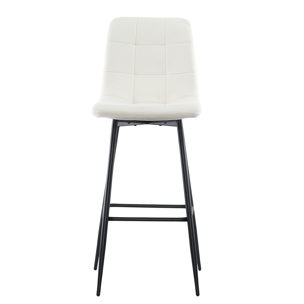Set 4 tabourets velours VELVETTE, dossier, repose-pieds, pied noir