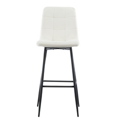 Set 4 tabourets velours VELVETTE, dossier, repose-pieds, pied noir