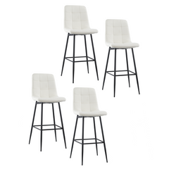 Set 4 tabourets velours VELVETTE, dossier, repose-pieds, pied noir